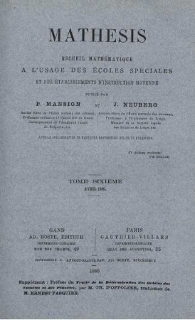 TOME SIXIÉME. AVRIL 1886.
