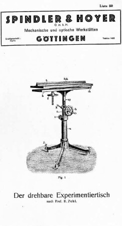 Liste 50: Der drehbare Experimentiertisch nach Prof. R. Pohl