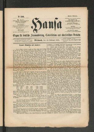 No. 100. Mittwoch, den 16. Februar 1853.