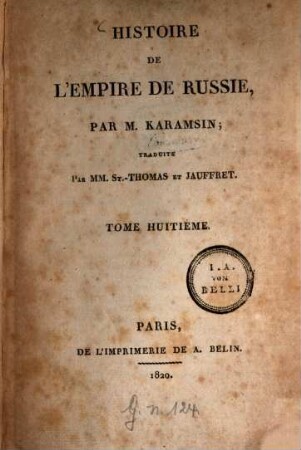Histoire de l'empire de Russie, 8 (1820)