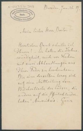 60: Briefe und Postkarten von Alphons Stübel an Max Uhle, sowie Portrait-Fotos von A. Stübel