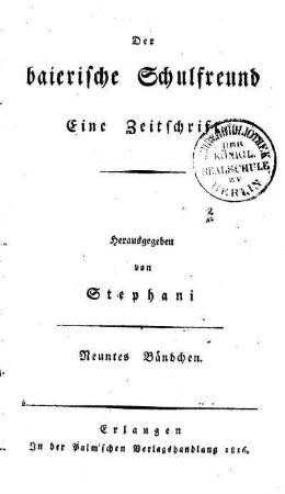 1816/17: Der baierische Schulfreund - 1816/17, 9/10
