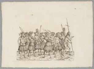 Zehn Männer aus Kalikut, Blatt 123 aus: Marx Treitzsaurwein, "Kaiser Maximilian I Triumph – le triomphe de l’Empereur Maximilien I en une suite de Cent trent cinq planches gravées en bois d’après les dessins de Hans Burgmair", Wien 1796