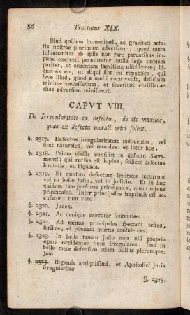 56-71, Caput VIII. De Irregularitate ex defectu, de iis maxime, quae ex defectu morali oriri solent.