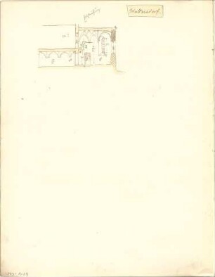 Weysser, C. Fritz; Bayern; Miesbach; Bauaufnahmen (Zeichenheft) - Kirche in Wattersdorf (Schnitt)