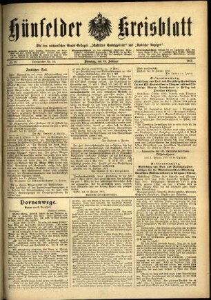 Ausgabe vom Dienstag, den 18. Februar 1913.