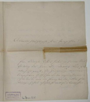 Brief von Robert Franz an Prinzessin Augusta von Sachsen-Weimar (?)
