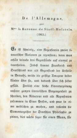 De l'Allemagne, par Mme. la Baronne de Staël-Holstein