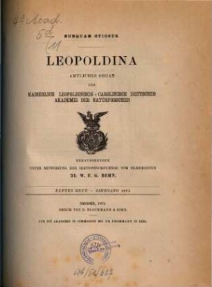 Leopoldina : Mitteilungen der Deutschen Akademie der Naturforscher Leopoldina, 11. 1875