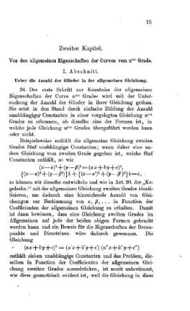 II. Kapitel. Von den allgemeinen Eigenschaften der algebraischen Curven.