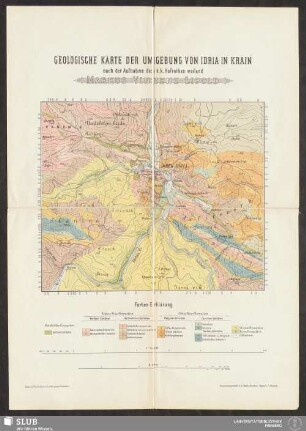Geologische Karte der Umgebung von Idria in Krain