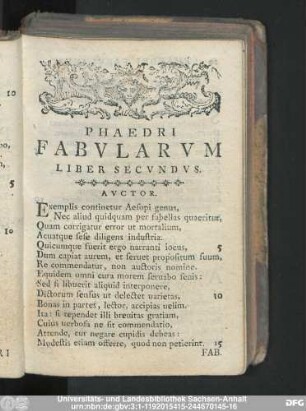 Phaedri Fabularum Liber Secundus.