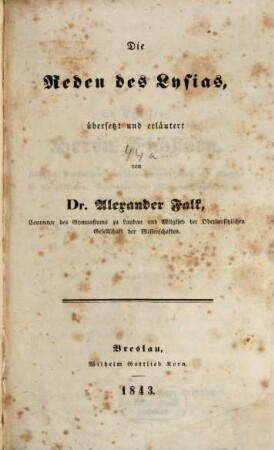Die Reden des Lysias