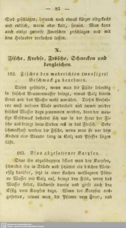X. Fische, Krebse, Frösche, Schnecken und dergleichen