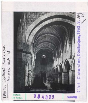 Leoncel: Abteikirche, Inneres nach Westen