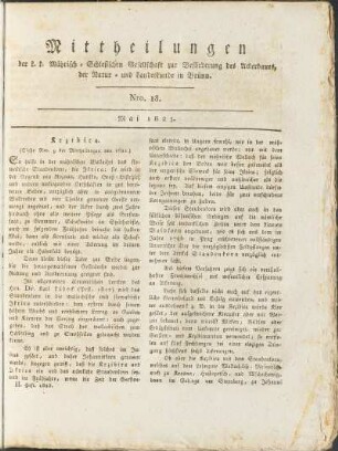 Mittheilungen. Nro. 18. Mai 1823.