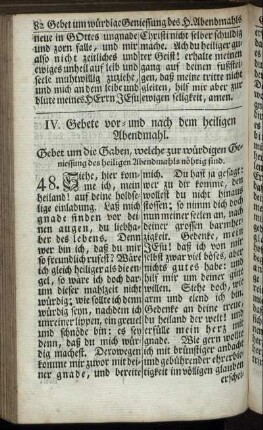 IV. Gebete vor- und nach dem heiligen Abendmahl.