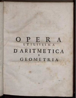 Libro d'Aritmetica e Geometria