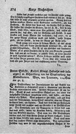 Abhandlung von der Einpfropfung der Kindsblattern.