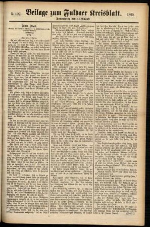 Zweite Ausgabe vom Donnerstag, den 31. August 1899.