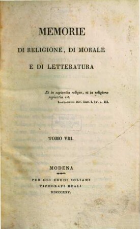 Memorie di religione, di morale e di letteratura, 8. 1825 = Fasc. 22 - 24