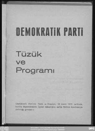 Demokratik Parti - tüzük ve programı