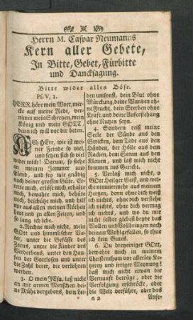 Herrn M. Caspar Neumanns Kern aller Gebete, In Bitte, Gebet, Fürbitte und Dancksagung