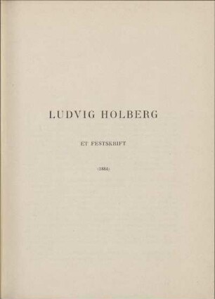 Ludvig Holberg et Festskrift (1884)