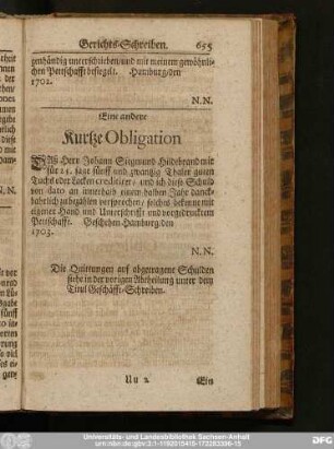 Eine andere Kurtze Obligation