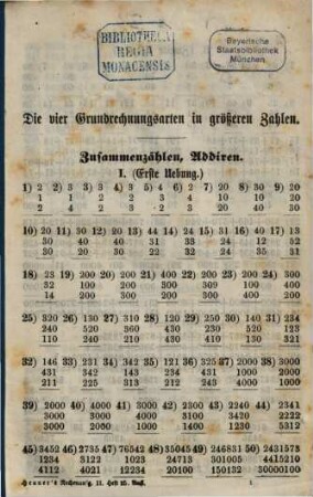 Aufgaben zum Ziffer-Rechnen, 2. Die vier Grundrechnungsarten mit unbenannten und benannten ganzen und gebrochenen Zahlen