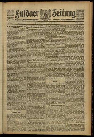 Erste Ausgabe vom Mittwoch, den 19. Juni 1912.