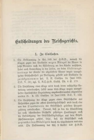 Entscheidungen des Reichsgerichts.