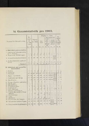 b. Gesamtstatistik pro 1903.