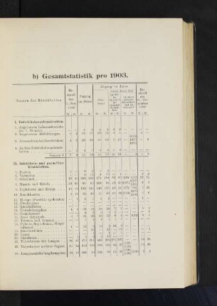 b. Gesamtstatistik pro 1903.