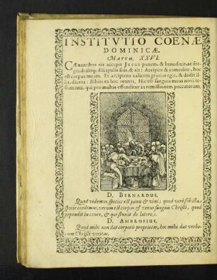 Institvtio Coenae Dominicae.