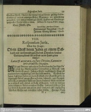 VIII. [Responsum Juris]