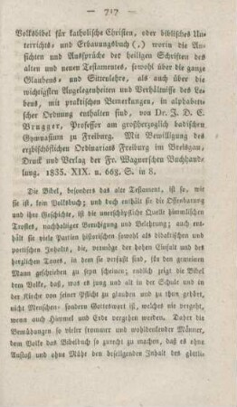 717-721 [Rezension] Brugger, Joseph Dominik Carl, Volksbibel für katholische Christen