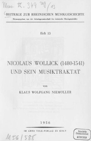 Nicolaus Wollick (1480-1541) und sein Musiktraktat