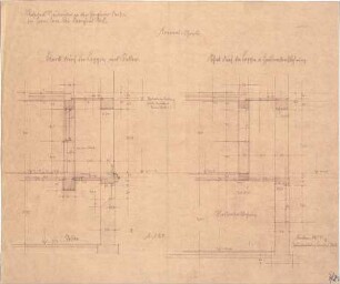 Fischer, Theodor; München - Westend; Wohnblock Leonhard Moll - Ganghoferstrasse - Loggia u. Keller (Schnitte)
