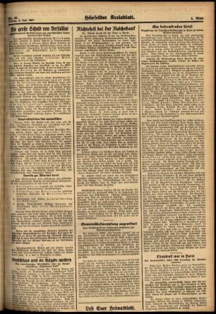 Zweite Ausgabe vom Freitag, den 09. Juli 1937.