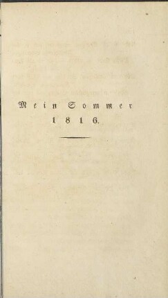 Mein Sommer 1816.