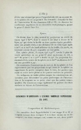 Concours d'admission a l'École Normale supérieure en 1897.
