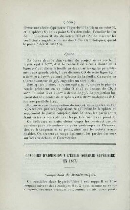 Concours d'admission a l'École Normale supérieure en 1897.