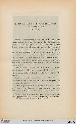 47.1919: Di alcune statue di recente restaurate all' Antiquarium