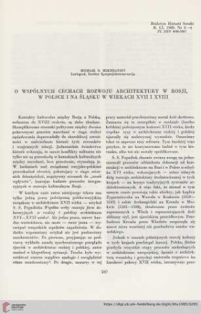 51: O wspólnych cechach rozwoju architektury w Rosji, w Polsce i na Śląsku w wiekach XVII i XVIII