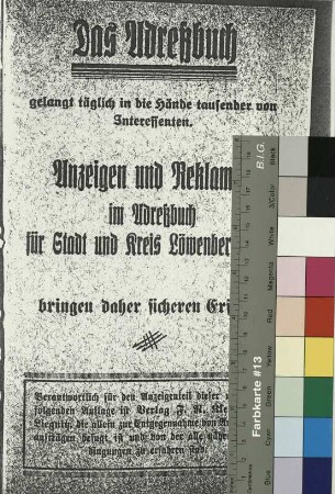 Adressbuch der Stadt Löwenberg Schl.