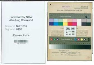 Entnazifizierung Hans Reuken , geb. 07.09.1904 (Schreiner)