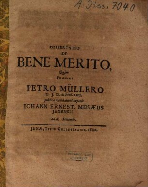 Dissertatio De Bene Merito