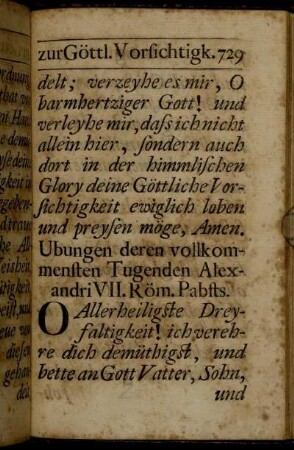 Ubungen deren vollkommensten Tugenden Alexandri VII. Röm. Pabsts.