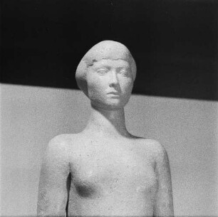 Schwimmerin : Schwimmerin. Gips, getönt (vor 1958; W. Arnold). Bruststück